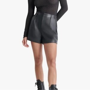 DKNY Black High Waist Women's Faux Leather Shorts size 6 NWT